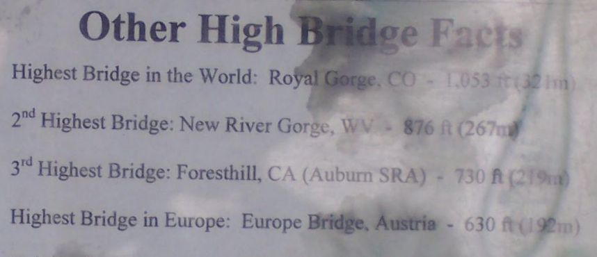 Foresthill Bridge Facts
These facts are no longer correct.
Keywords: Foresthill Bridge Auburn SRA